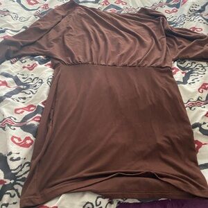 Brown Long Sleeve Knit Dress